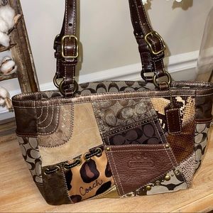 Vintage leopard patchwork Coach bag